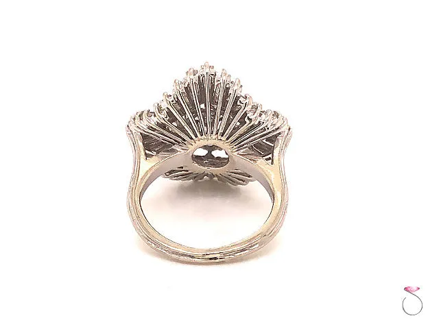 Vintage 2.53 Carats Diamond Ballerina Engagement Ring in 14K White Gold