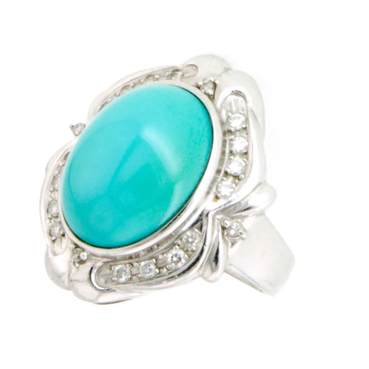 Vintage 9.52ct Persian Turquoise & Diamond Ring