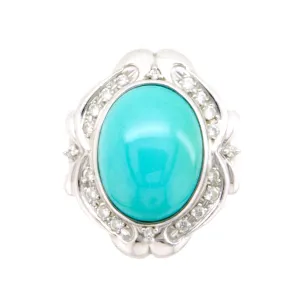 Vintage 9.52ct Persian Turquoise & Diamond Ring