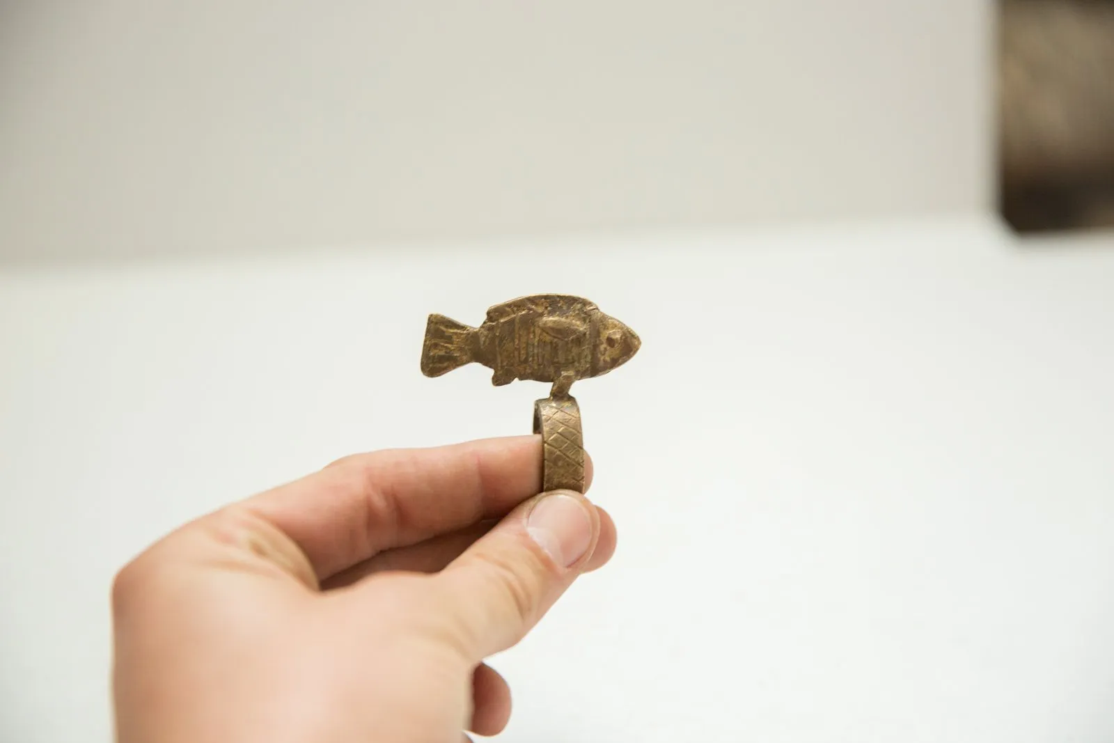 Vintage African Bronze Fish Ring