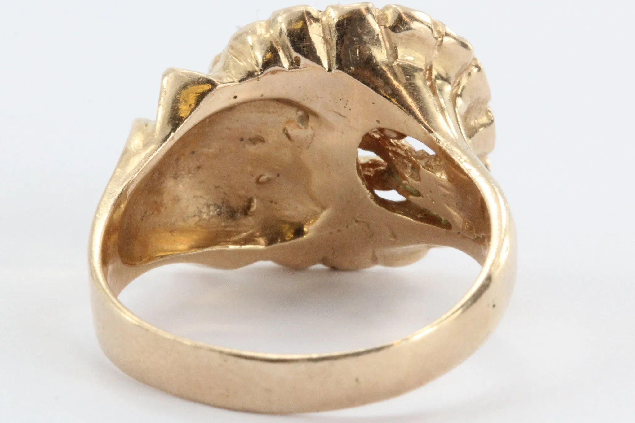 Vintage Art Deco 14K Rose Gold & Ruby Figural Flower Ring