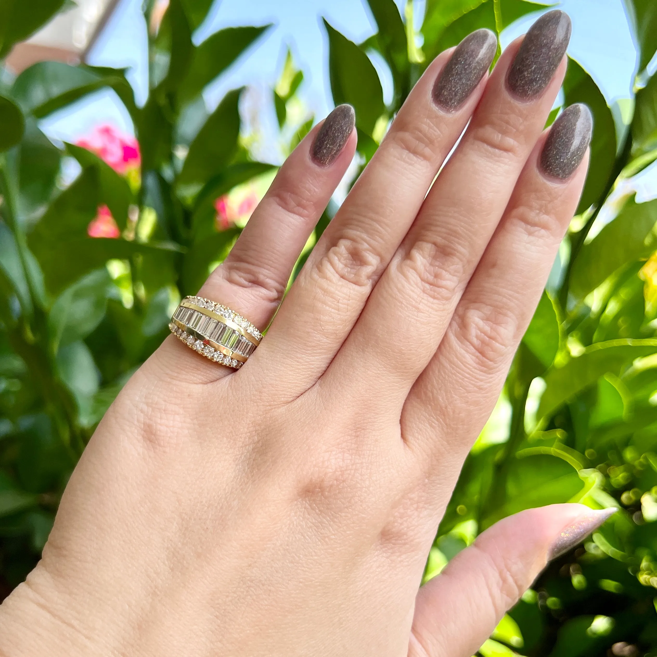 Vintage Baguette Diamond Band 14k