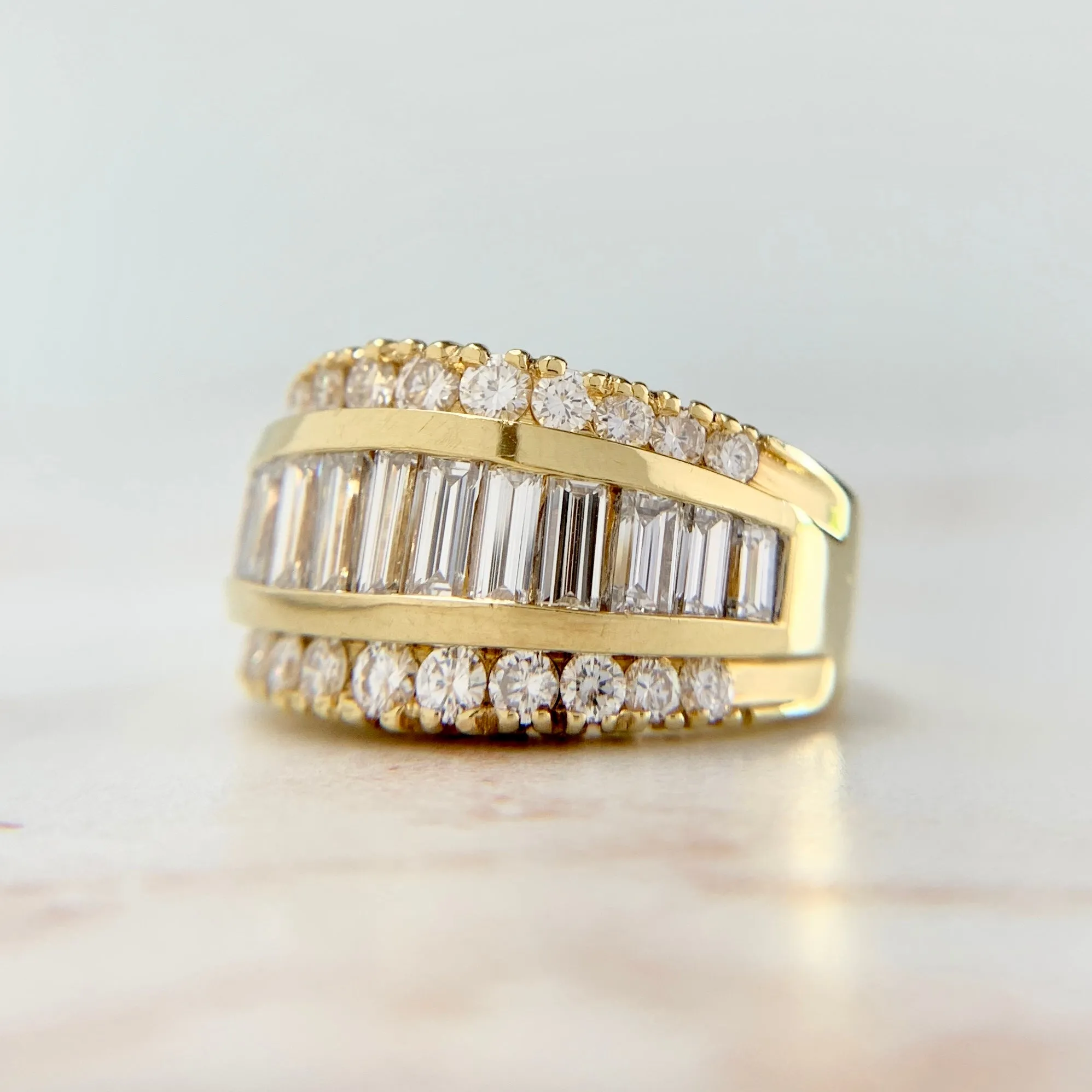 Vintage Baguette Diamond Band 14k