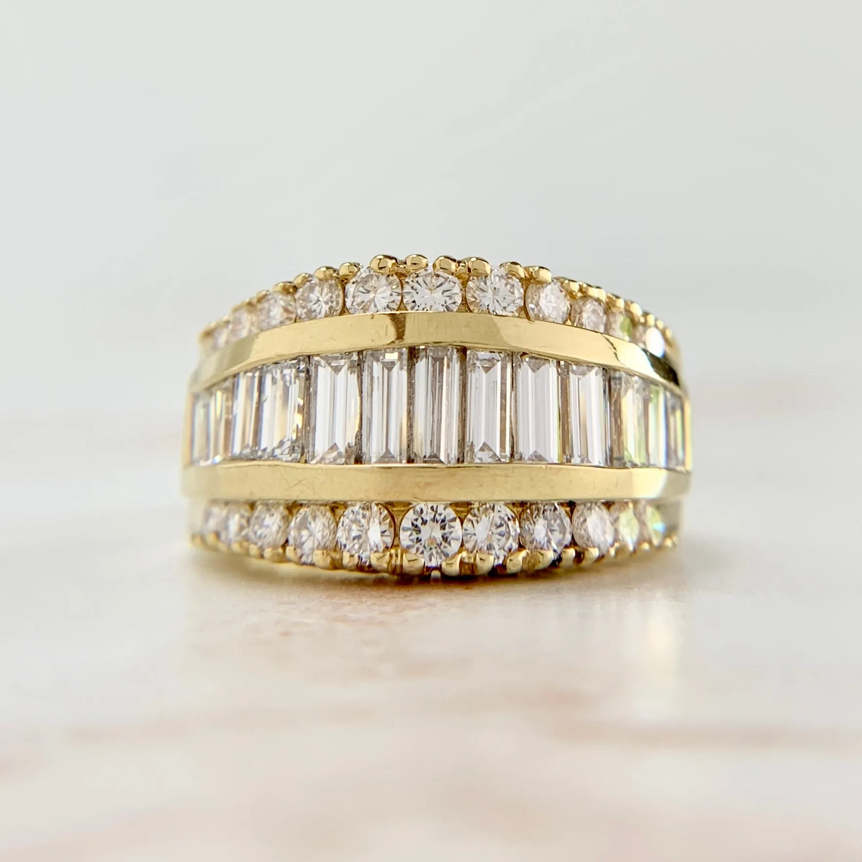 Vintage Baguette Diamond Band 14k