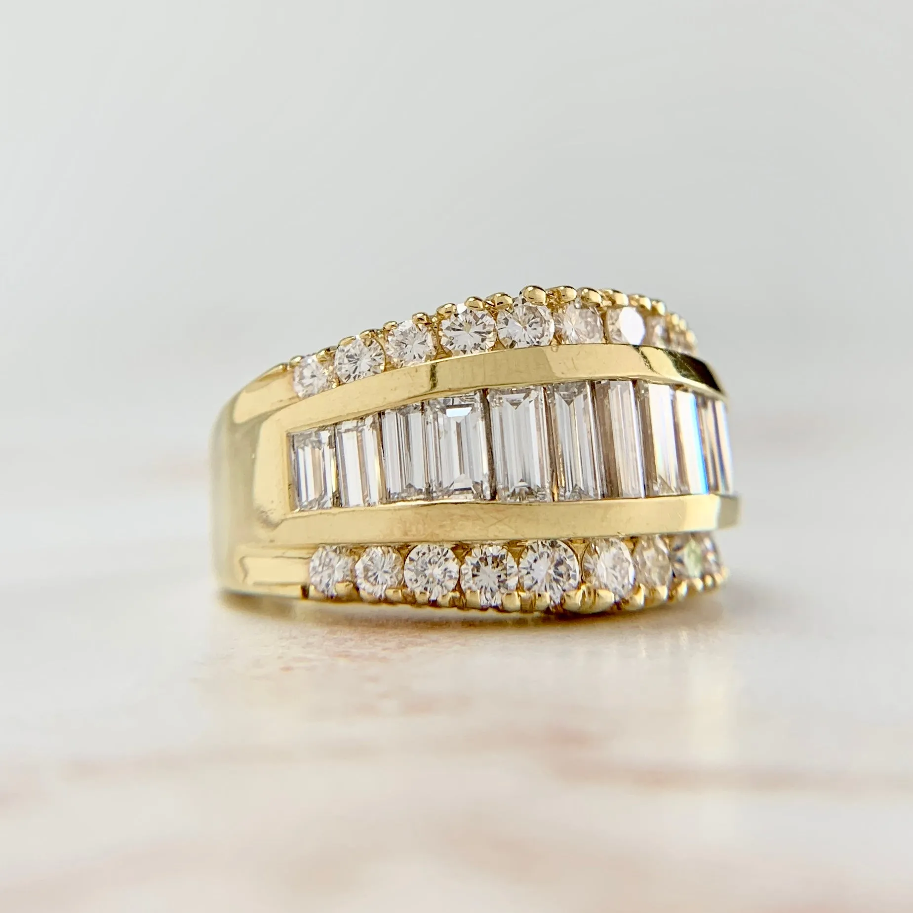Vintage Baguette Diamond Band 14k