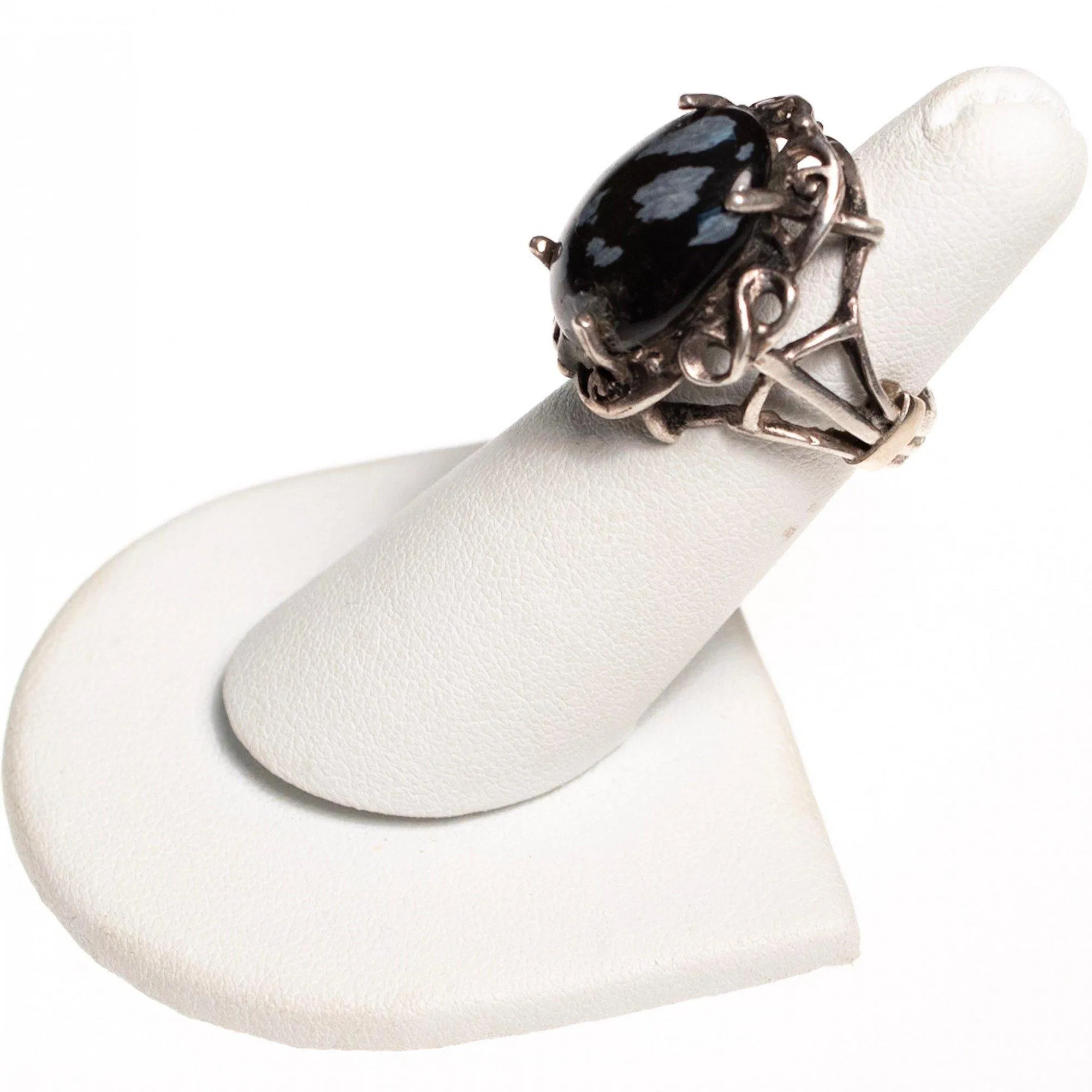 Vintage Black and Gray Jasper Ring Set In Sterling Silver