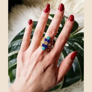 Vintage - Bricked Lapis Stack Ring