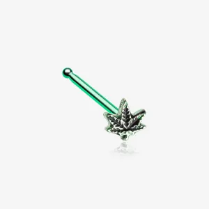 Vintage Cannabis Leaf Nose Stud Ring