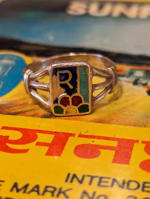 Vintage enamel initial rings