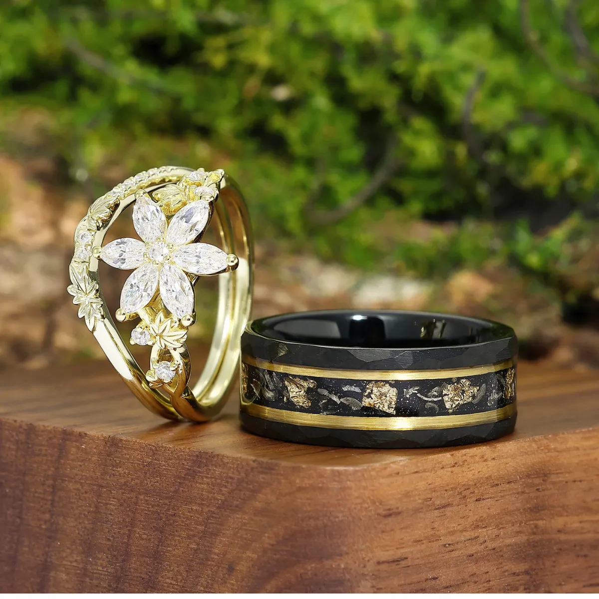 Vintage Floral Moissanite Leaf Engagement Rings For Couples His And Hers Marriage Rings