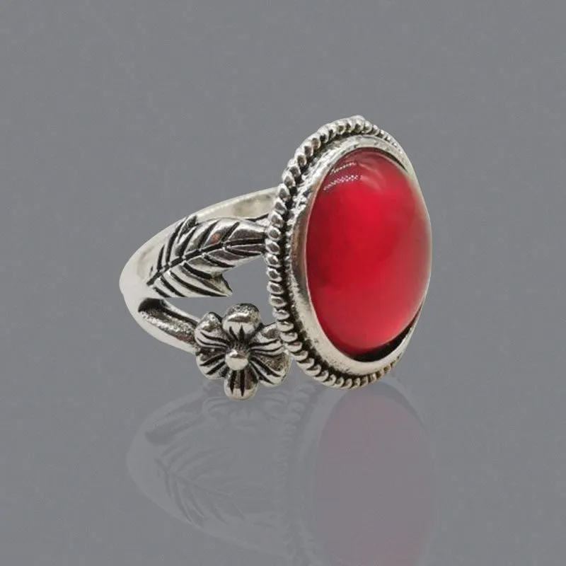 Vintage Green Moonstone Ring Silver Angel for Women Jewelry