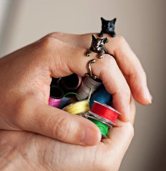 Vintage Handmade Cat Rings