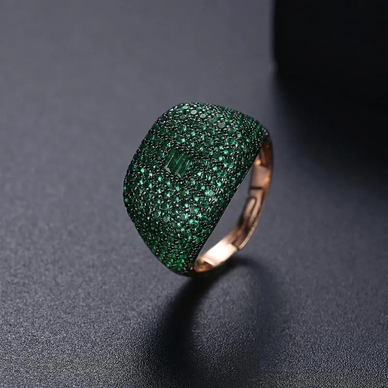 Vintage Iced Zircon Rose Gold Ring For Women Party Jewelry