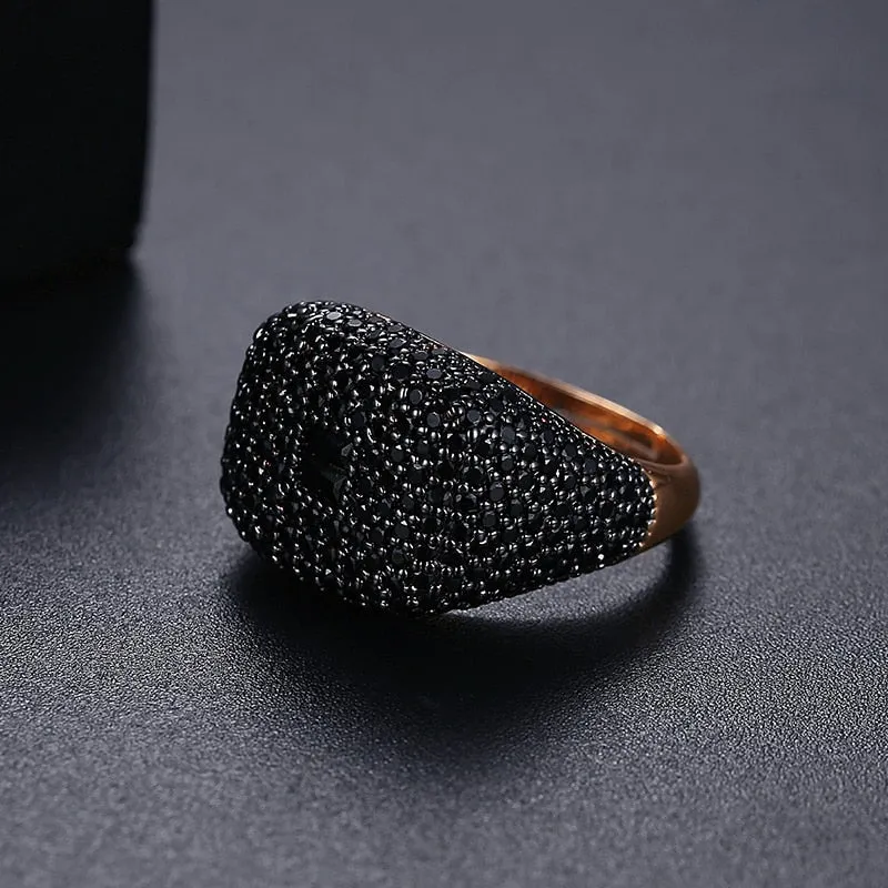 Vintage Iced Zircon Rose Gold Ring For Women Party Jewelry