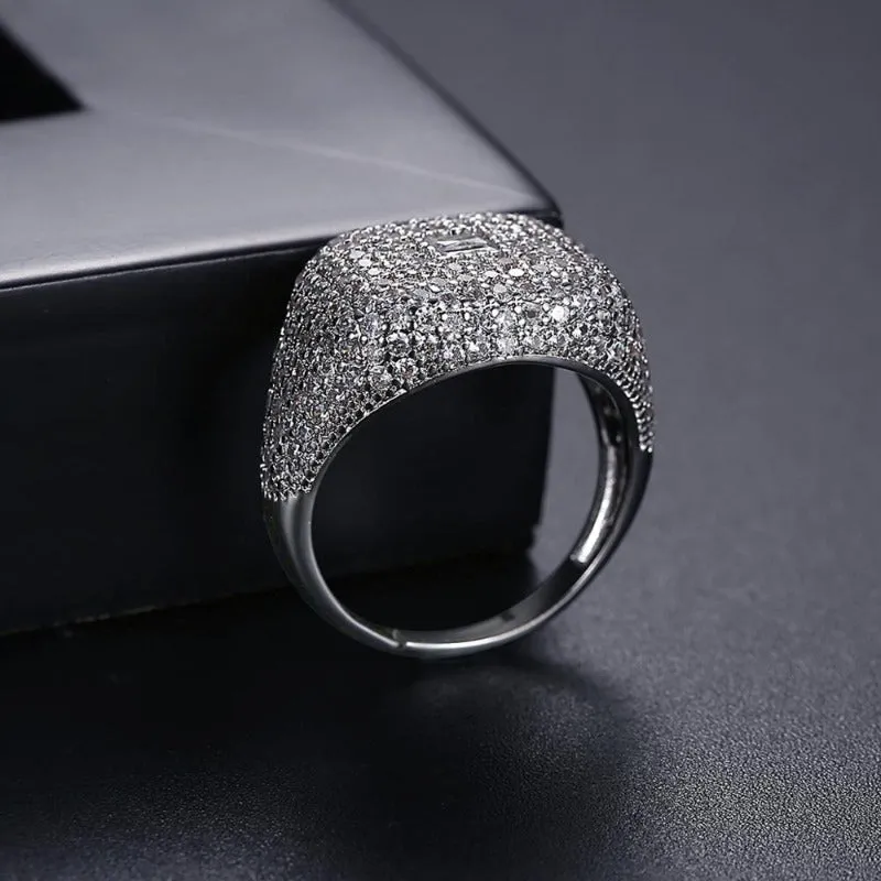 Vintage Iced Zircon Rose Gold Ring For Women Party Jewelry