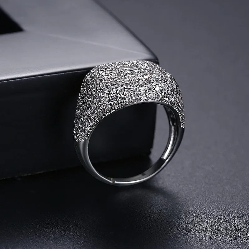Vintage Iced Zircon Rose Gold Ring For Women Party Jewelry