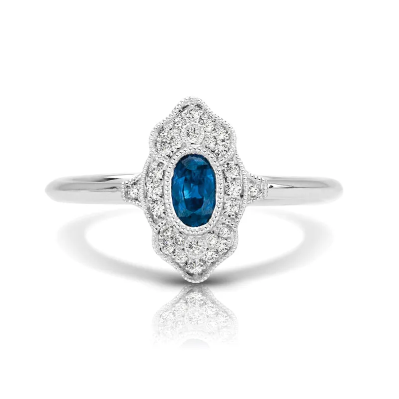Vintage Inspired 0.35 ct. Natural Blue Sapphire Ring