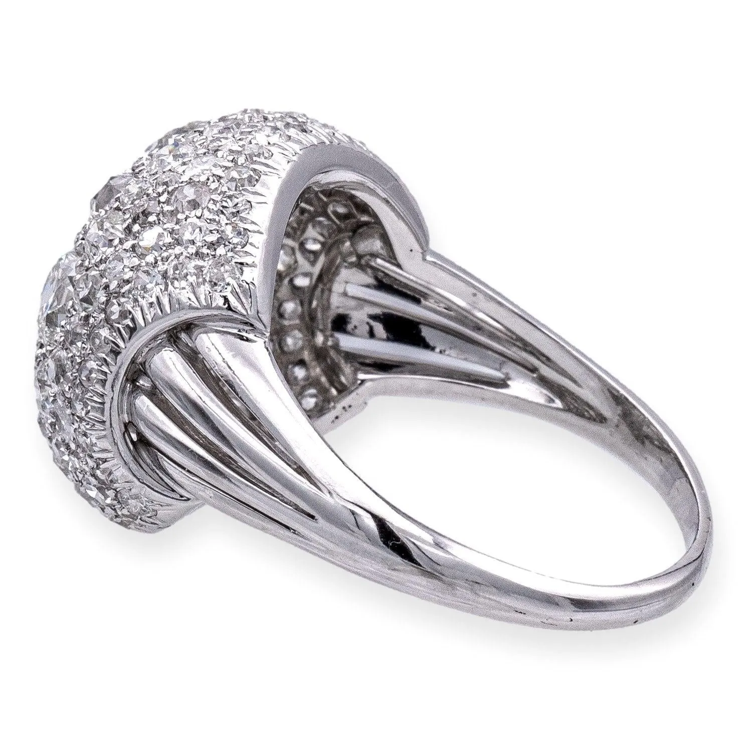 Vintage Old Euro 5.11 CTW Diamond Cluster Platinum Cocktail Dome ring Circa 1950's