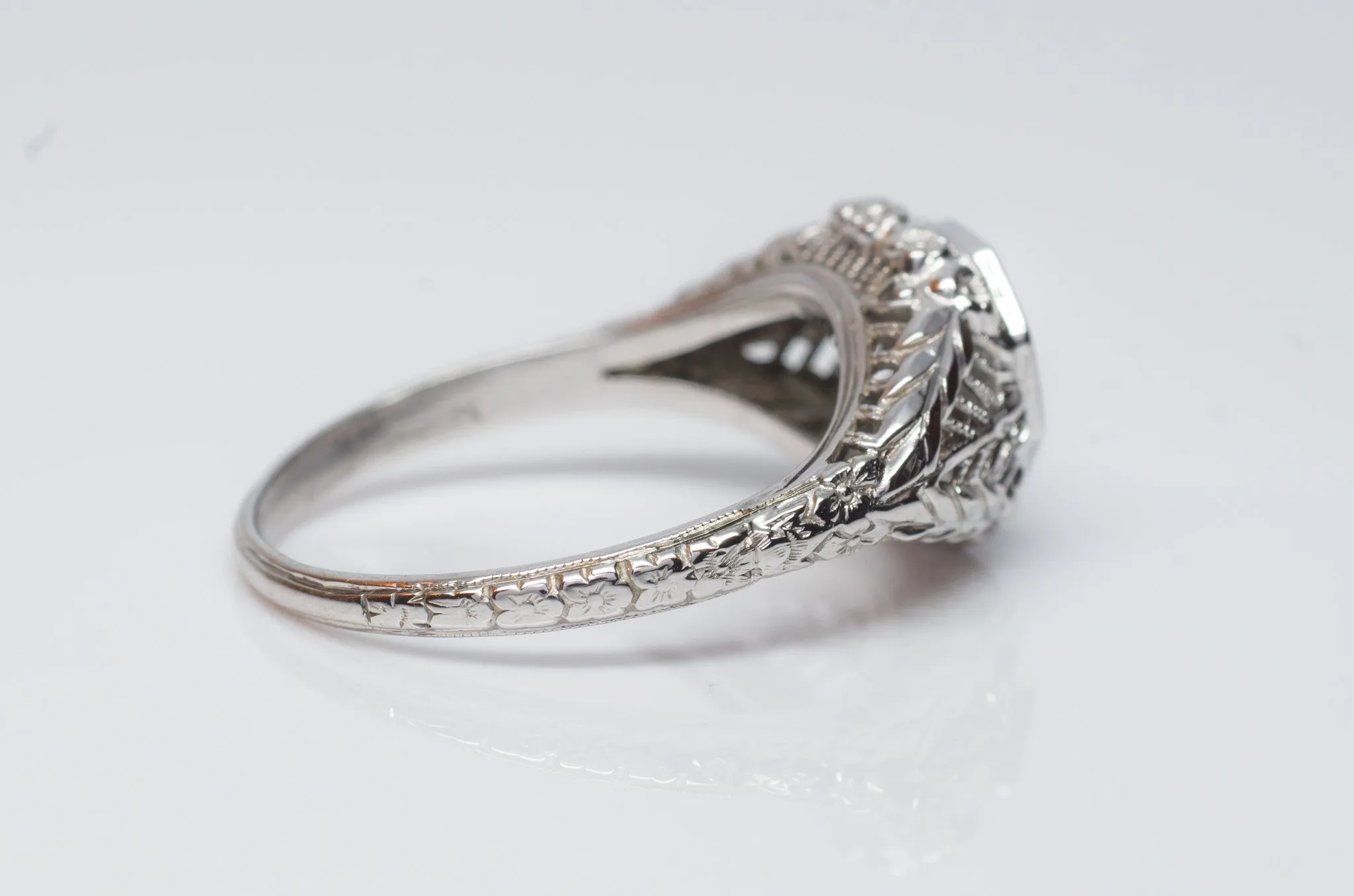 VINTAGE OLD EUROPEAN CUT DIAMOND RING IN WHITE GOLD