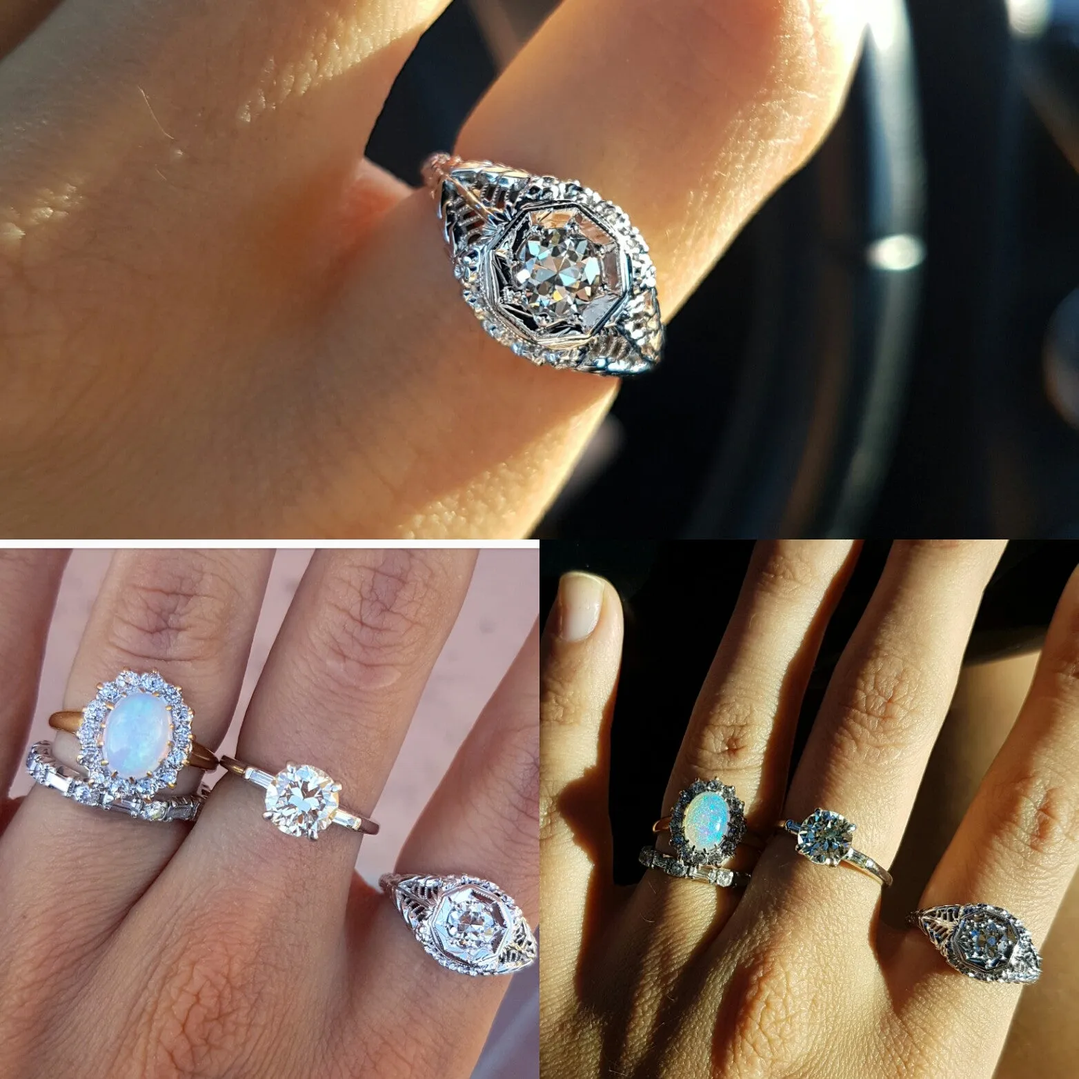 VINTAGE OLD EUROPEAN CUT DIAMOND RING IN WHITE GOLD