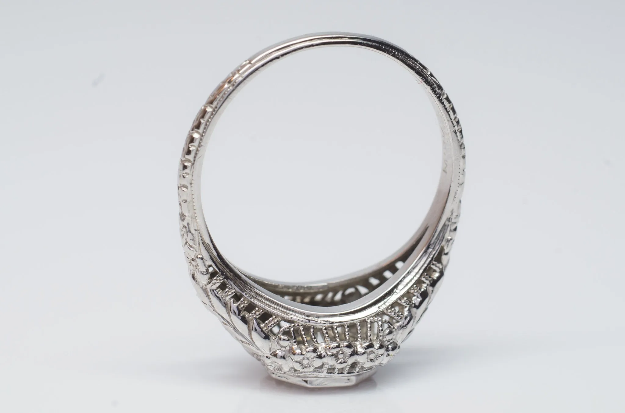VINTAGE OLD EUROPEAN CUT DIAMOND RING IN WHITE GOLD