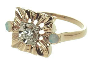 Vintage Opal & Diamond Ring