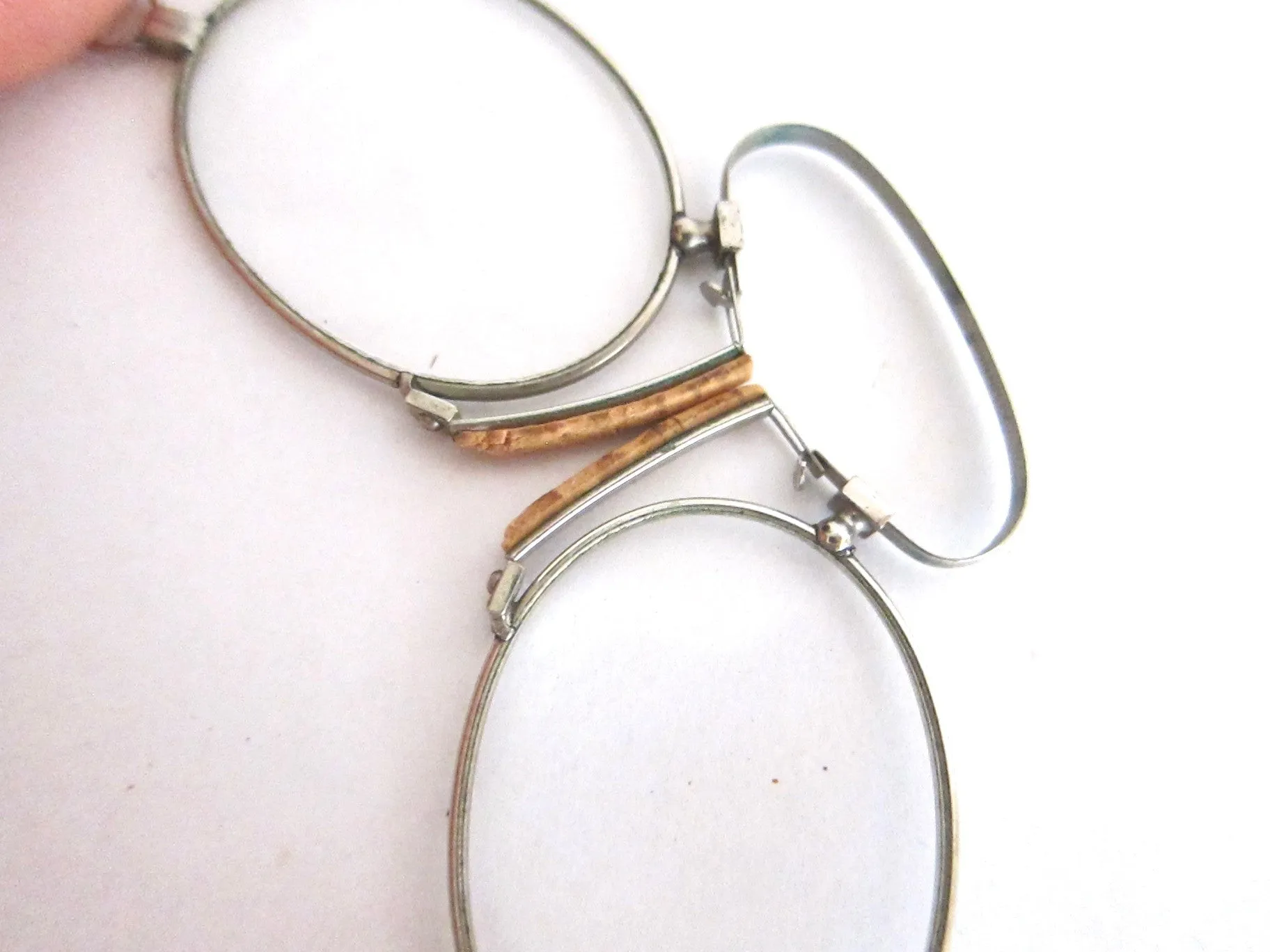 Vintage Pince Nez Glasses with Leather Case