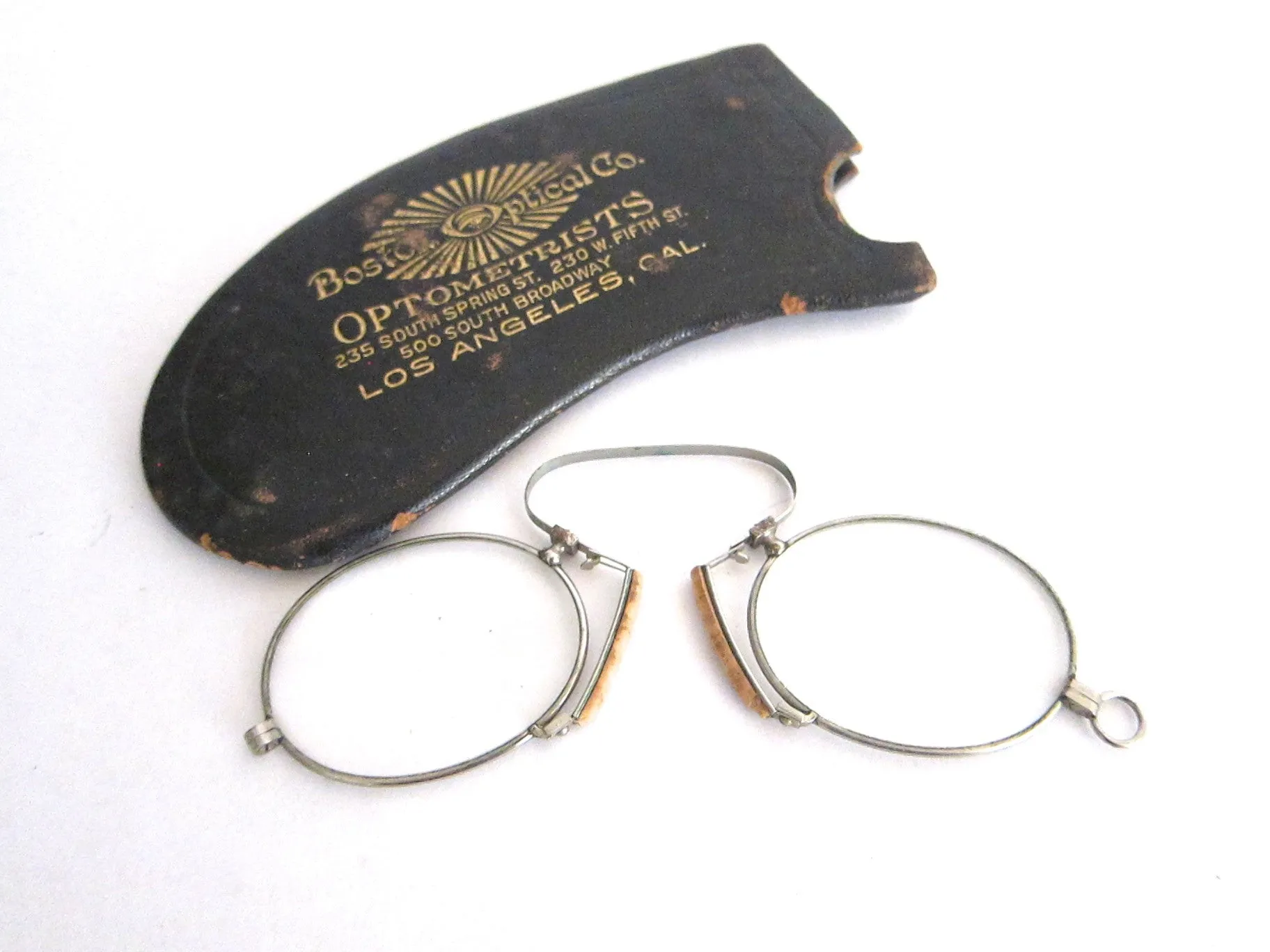 Vintage Pince Nez Glasses with Leather Case