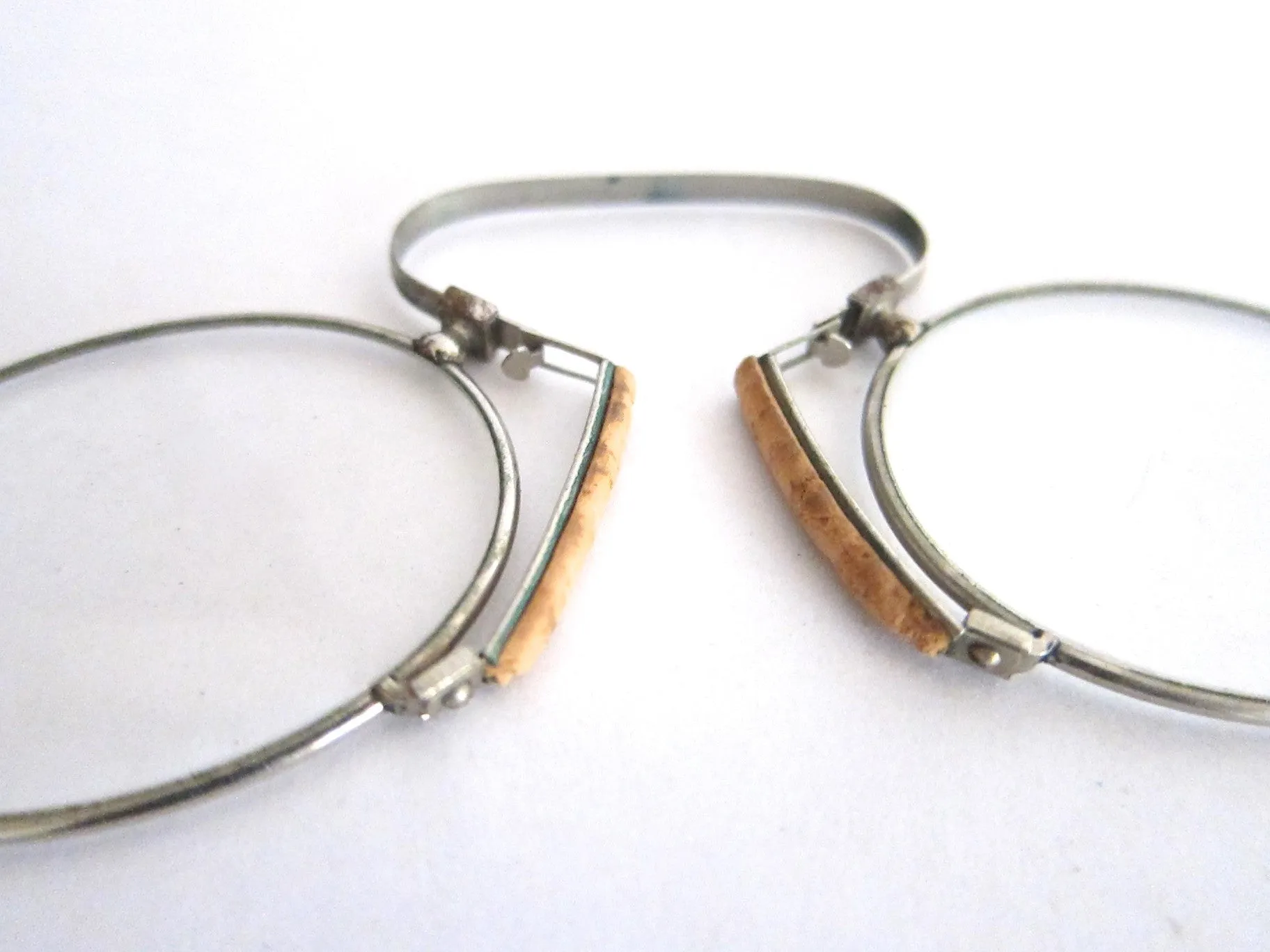 Vintage Pince Nez Glasses with Leather Case