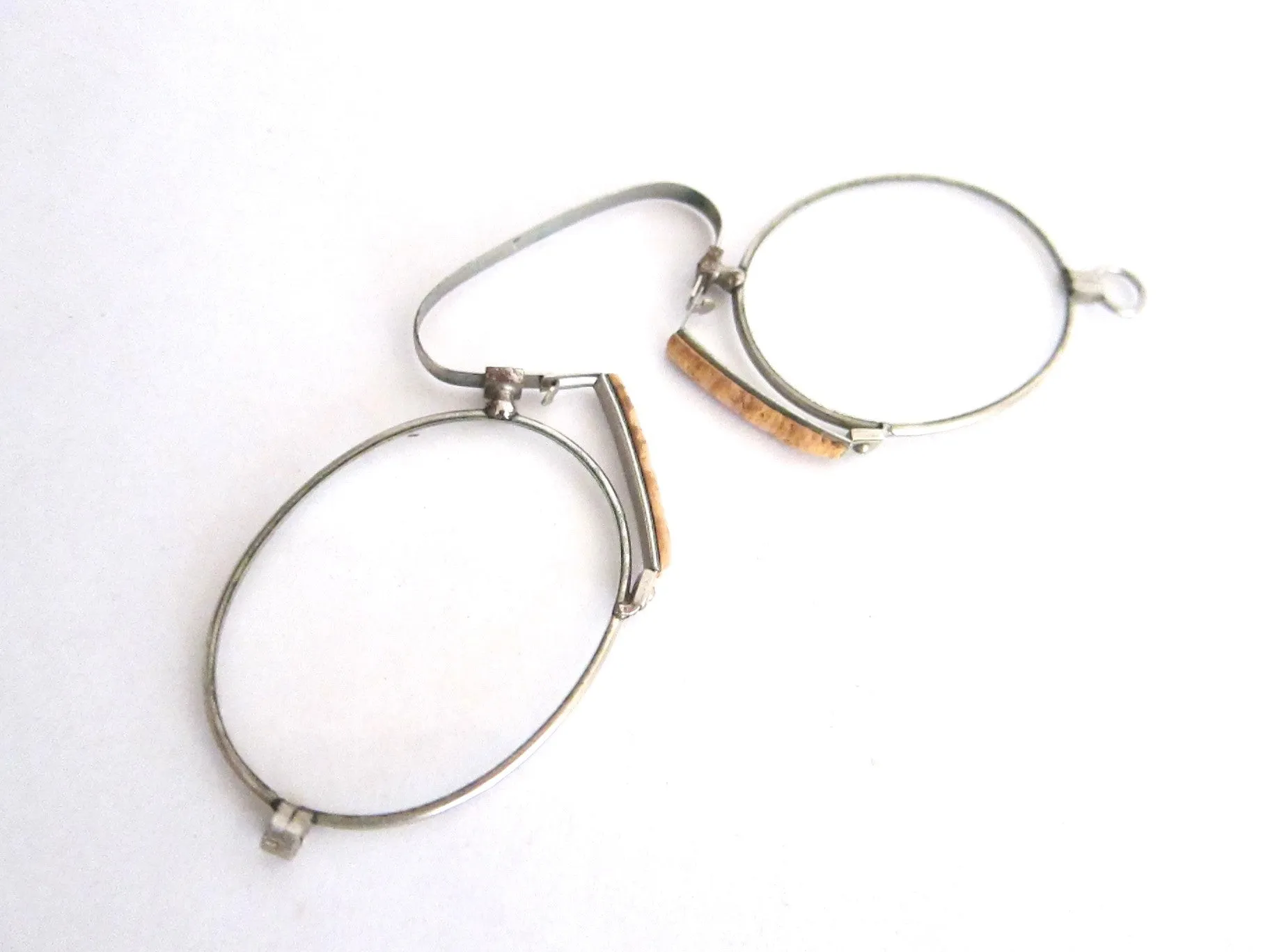 Vintage Pince Nez Glasses with Leather Case