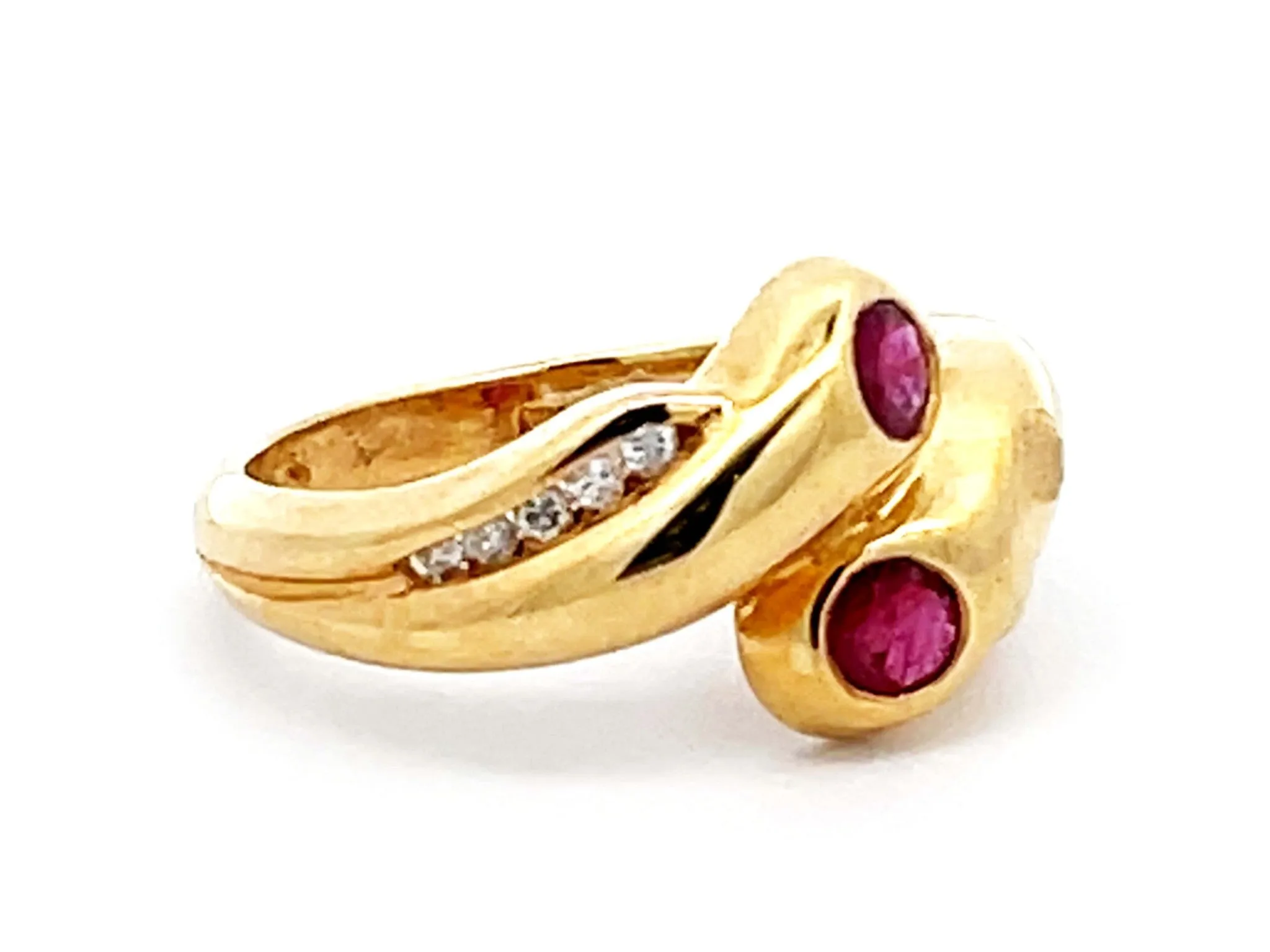Vintage Ruby and Diamond Ring in 14k Yellow Gold