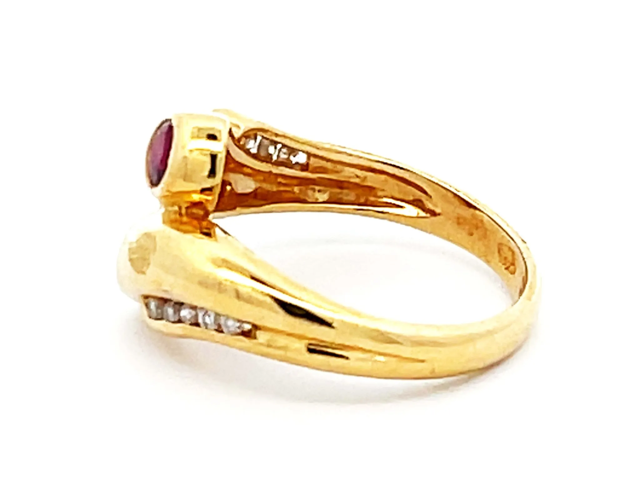 Vintage Ruby and Diamond Ring in 14k Yellow Gold