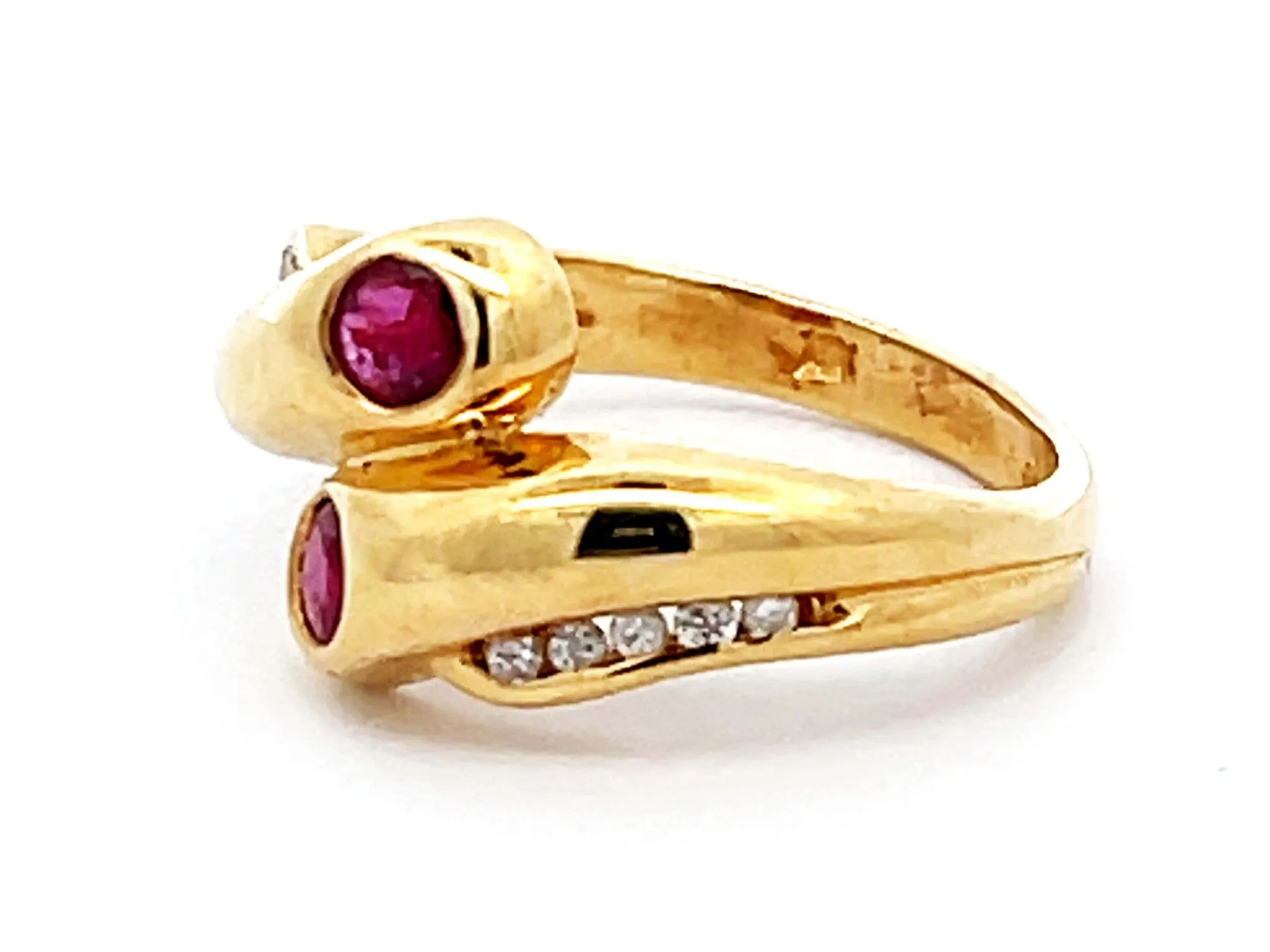 Vintage Ruby and Diamond Ring in 14k Yellow Gold