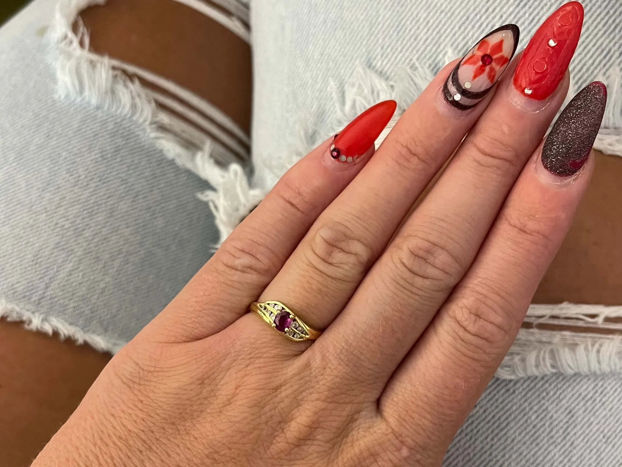 Vintage Ruby Diamond Ring in 14k Gold