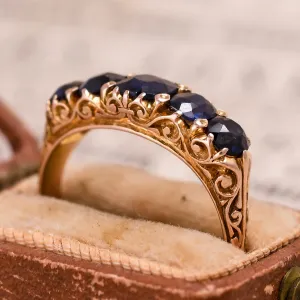 Vintage Sapphire 5-Stone Half Hoop Ring