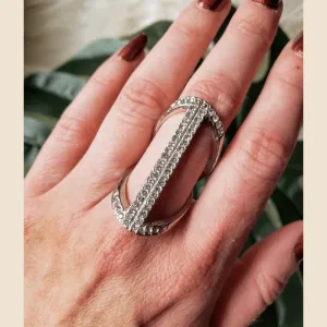 Vintage - Silver Rhinestone Statement Ring
