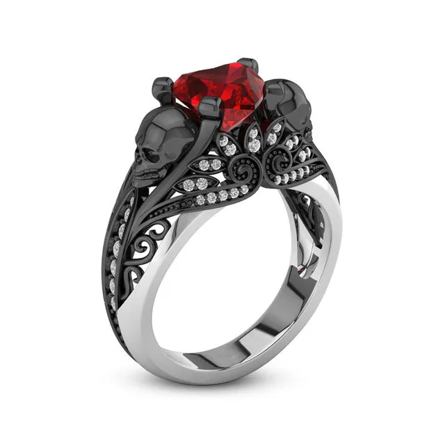 Vintage Skull Heart Ring