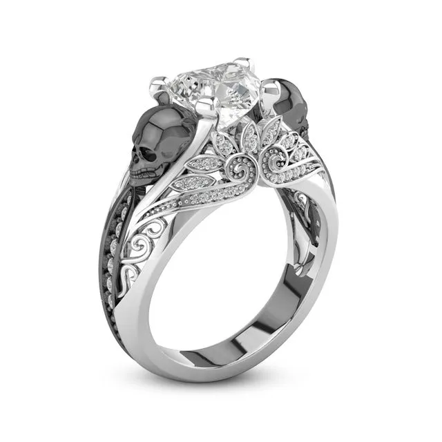 Vintage Skull Heart Ring