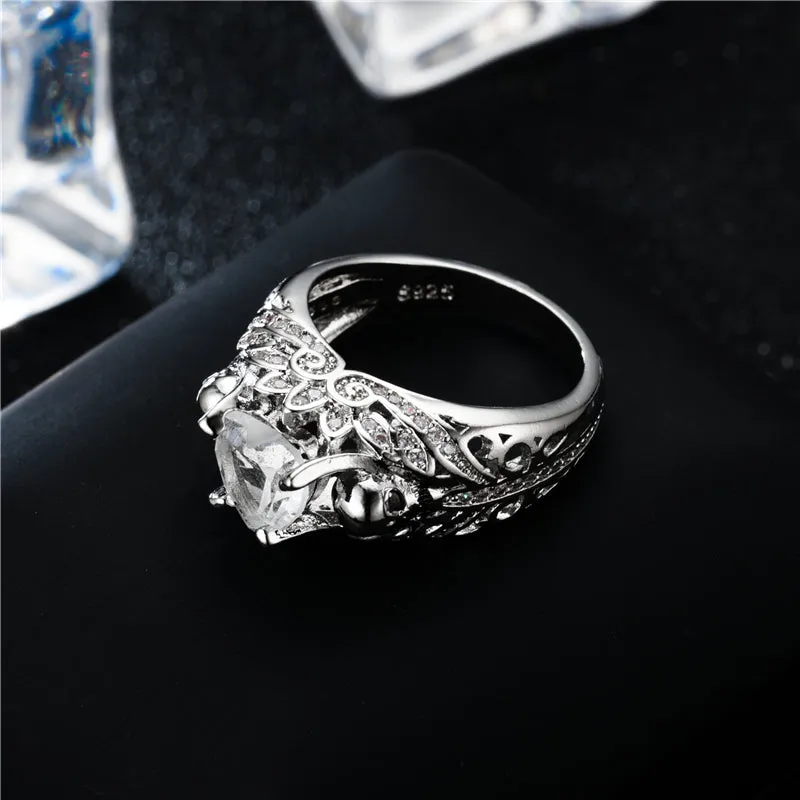 Vintage Skull Heart Ring