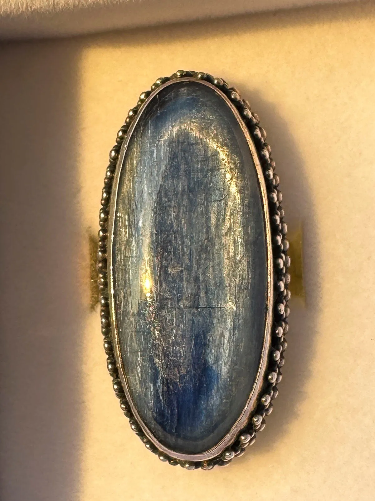 Vintage Sterling Silver Kyanite Statement Ring – Size 6