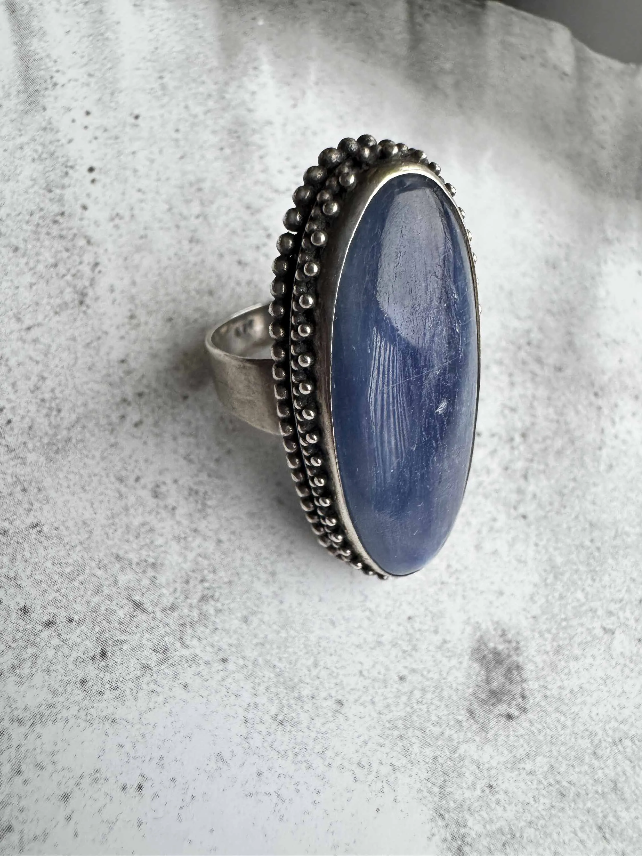 Vintage Sterling Silver Kyanite Statement Ring – Size 6