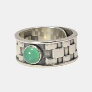 Vintage Sterling Silver Natural Jade Stone Ring