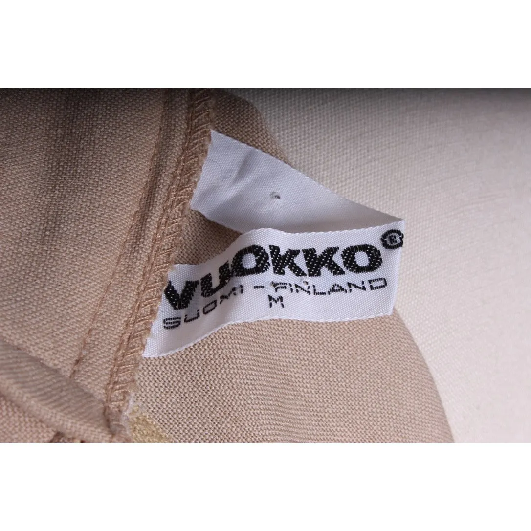 Vintage Vuokko Abstract Art Wool Voile Gown Tan Gray M 1980s Amazing!