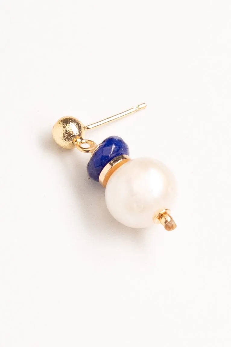 White Blue Bead Dainty Drop Earrings