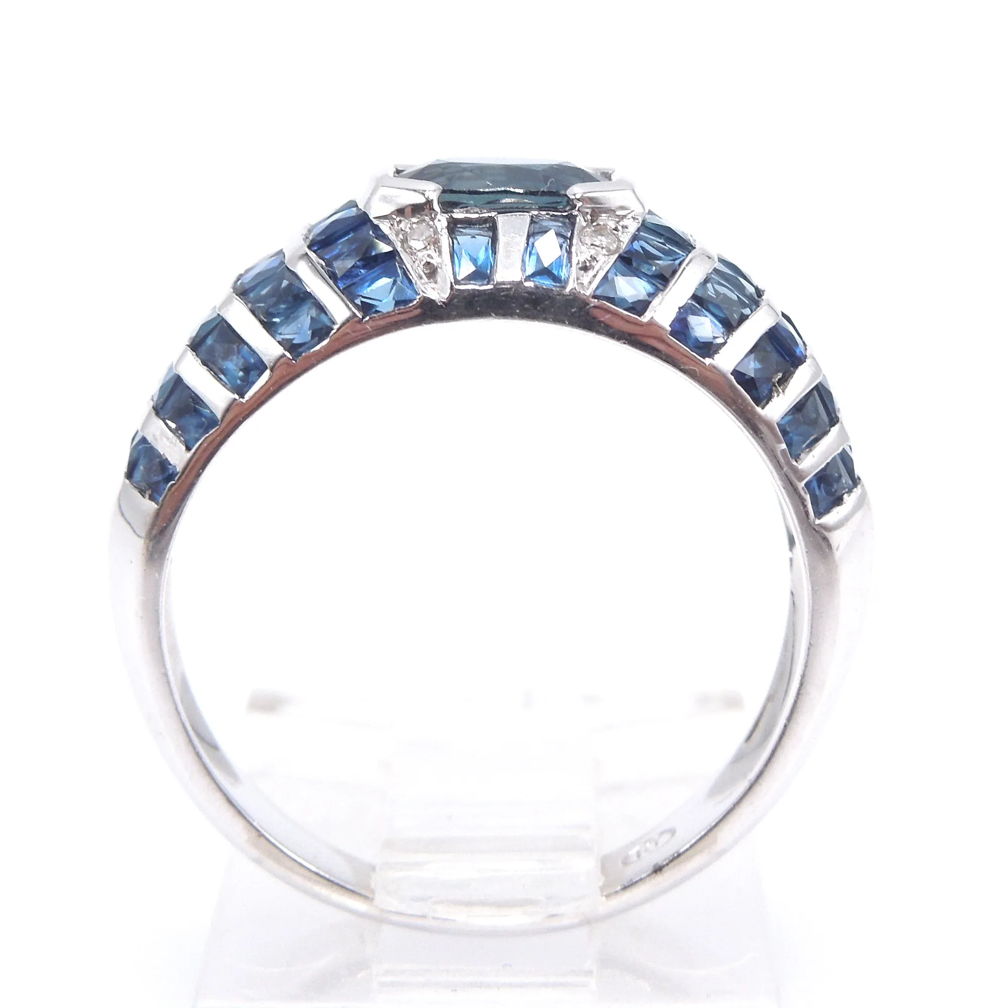 White Gold and Sapphire Bezel and Channel Set Domed Band