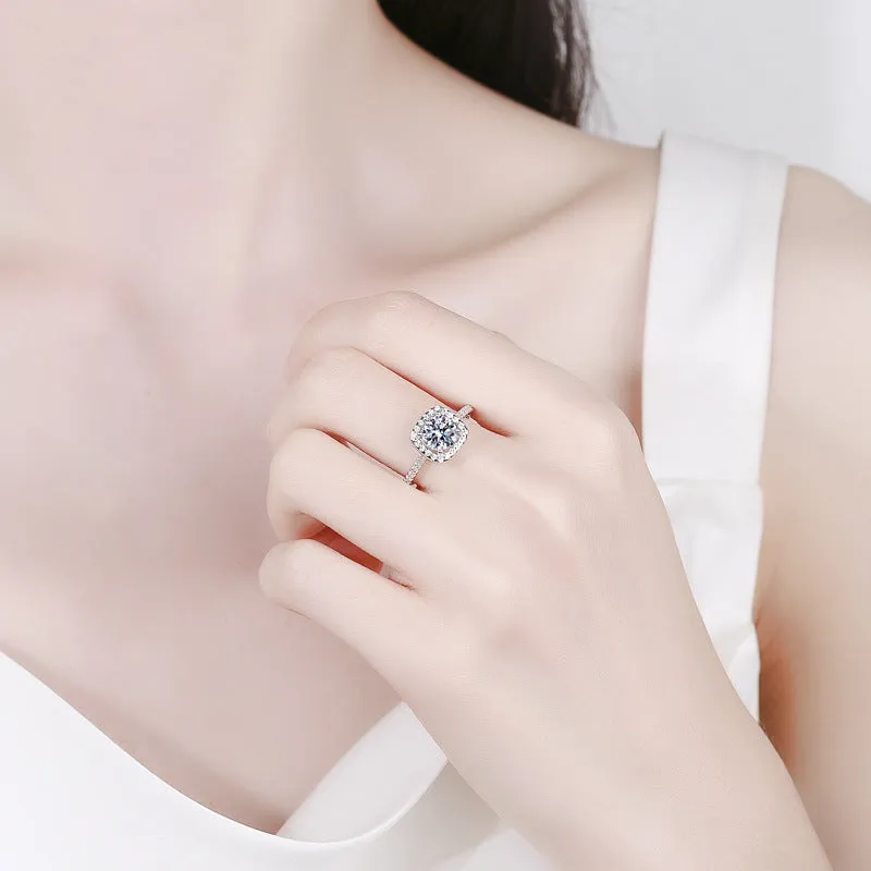 Wishbone Square Moissanite Ring