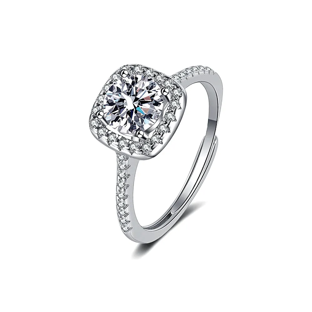 Wishbone Square Moissanite Ring