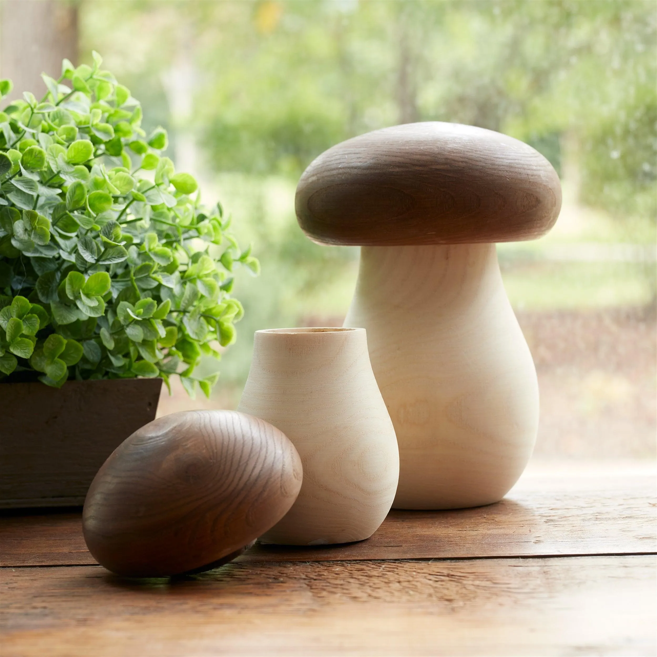 Wood Mushroom Box Decor (Set of 2)
