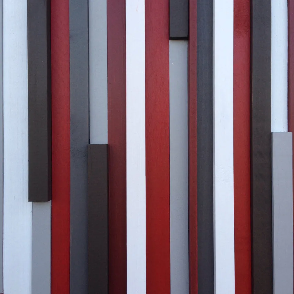 Wood Wall Art - Reclaimed Wood 36x36 in Reds, Whites, Grays Wood Sculpture
