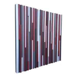 Wood Wall Art - Reclaimed Wood 36x36 in Reds, Whites, Grays Wood Sculpture